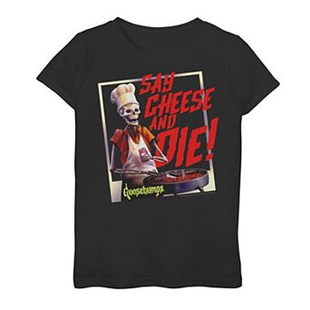Girls 7-16 Goosebumps Say Cheese And Die Photo Portrait Graphic Tee