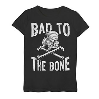 Girls 7-16 Goosebumps Curly Bad To The Bone Text Poster Graphic Tee