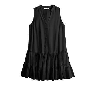 Women's Nine West Sleeveless Button-Front Tiered Dress