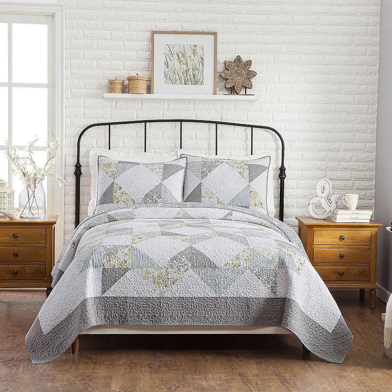 Mary Janes Home Reine-Marie Quilt Set with Shams, Grey, King