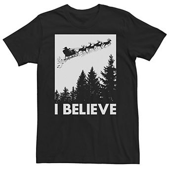 Big & Tall Santa Claus I Believe Reindeer Christmas Tee
