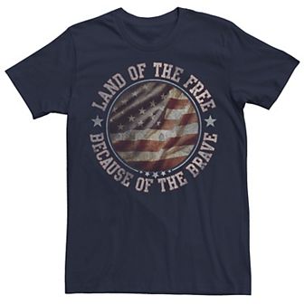 Big & Tall Land Of The Free Because Of The Brave USA Tee