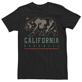 Big & Tall California Bear Flag Green Text Vintage Tee