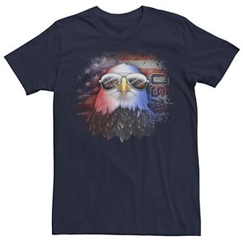 Big & Tall American Flag Bald Eagle Aviator Sunglasses Grungy Tee