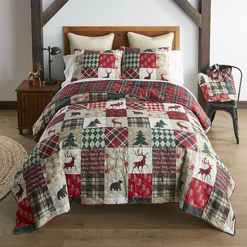 Donna Sharp Christmas Lodge Quilt Set with Shams, Multicolor, Full/Queen