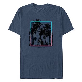 Big & Tall Paradise Palm Trees Gradient Box Design Tee