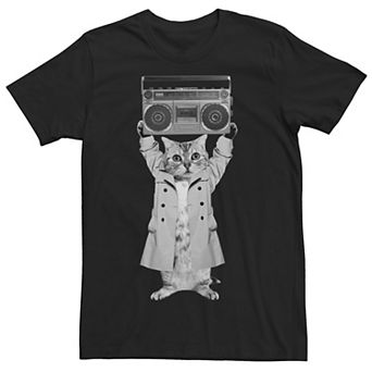 Big & Tall Say Something Cat Boombox Monotone Tee