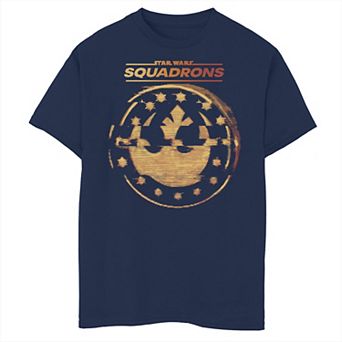Boys 6-20 Star Wars: Squadrons Rebel Empire Gold Logo Glitch Graphic Tee
