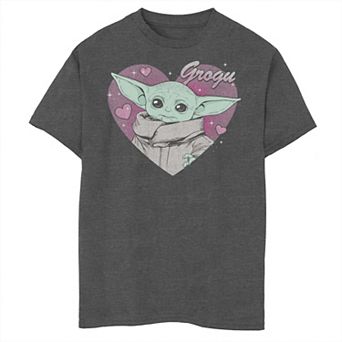 Boys 8-20 Star Wars: The Mandalorian Grogu Pink Hearts Valentine's Day Graphic Tee