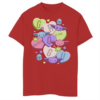 Boys 8-20 Star Wars: The Mandalorian & The Child aka Baby Yoda Valentine's Day Candy Graphic Tee