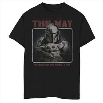 Boys 6-20 Star Wars: The Mandalorian The Child aka Baby Yoda Wherever He Goes I Go Graphic Tee