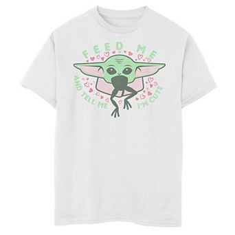 Boys 8-20 Star Wars: The Mandalorian The Child aka Baby Yoda Valentine's Day Feed Me Graphic Tee