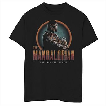 Boys 8-20 Star Wars: The Mandalorian Wherever I Go He Goes Portrait Graphic Tee