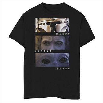 Boys 8-20 Star Wars: The Mandalorian Mando Ahsoka Grogu Panels Graphic Tee