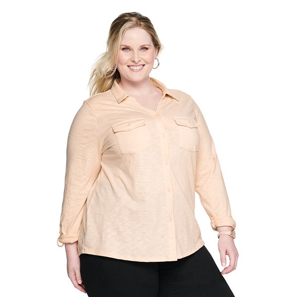 Plus Size Croft & Barrow® Slubbed Soft Shirt