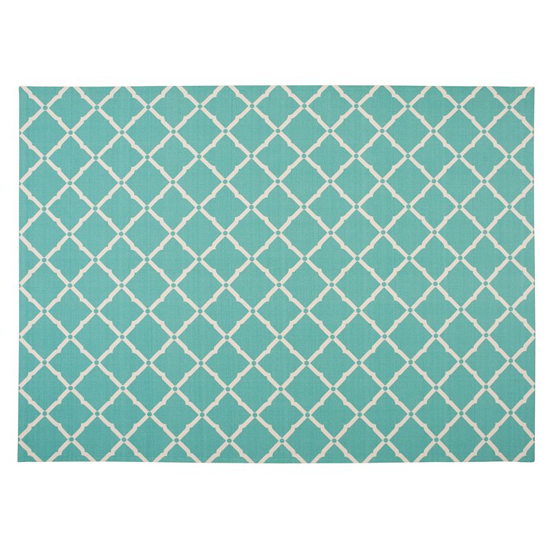 Nourison Home & Garden Diamond Lattice Indoor Outdoor Rug, Turquoise/Blue, 8X11 Ft