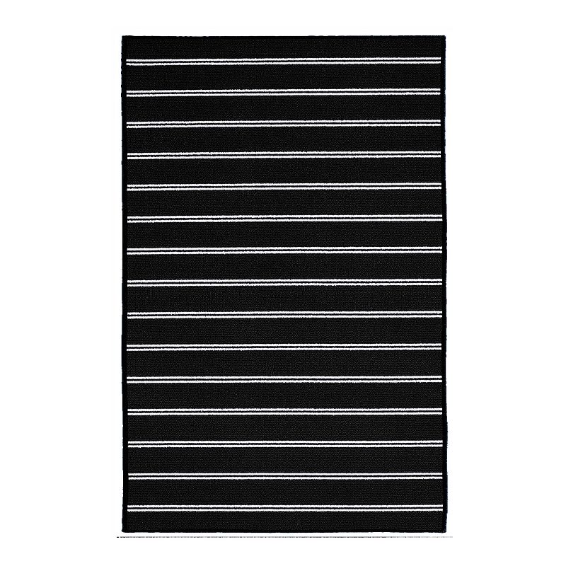 Garland Rug Avery Striped Rug, Black, 9X12 Ft