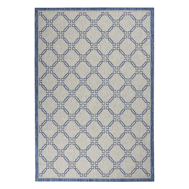 Nourison Garden Party Framed Lattice Indoor Outdoor Rug, White, 8Ft Rnd