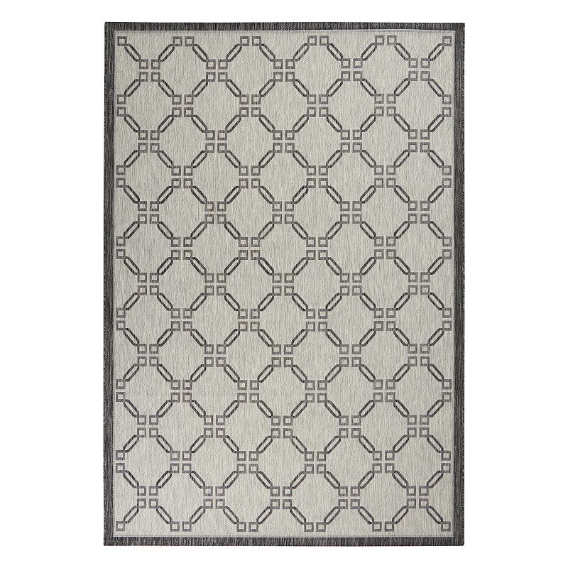Nourison Garden Party Framed Lattice Indoor Outdoor Rug, White, 8Ft Rnd