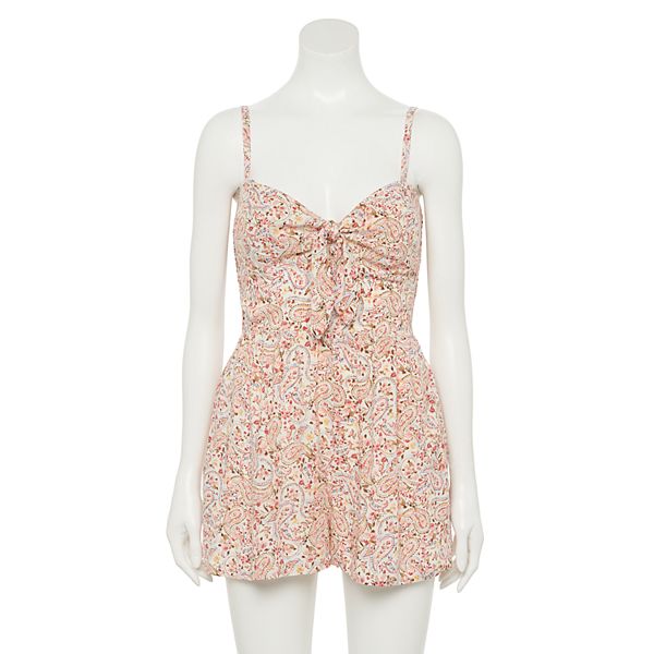 Juniors' Lily Rose Tie Front Romper