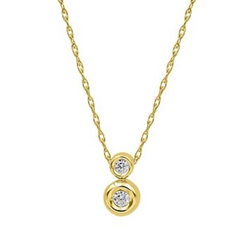 Irena Park 14k Gold Over Silver 1/10 Carat T.W. Diamond 2-Stone Bezel Pendant