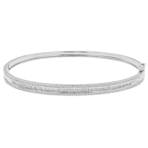 Sterling Silver 1 Carat T.W. Diamond Bangle Bracelet