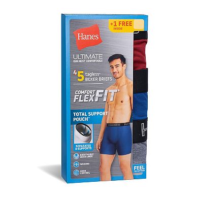 Men's Hanes 4-pack + 1 Bonus Ultimate Comfort Flex Fit Total Support Pouch™ Boxer Briefs