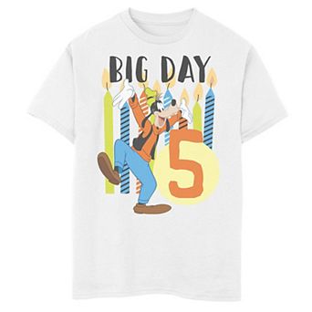 Disney's Mickey Mouse & Goofy Boys 8-20 Candles Five Birthday Graphic Tee
