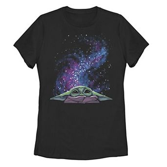 Juniors' Star Wars: The Mandalorian The Child Galaxy Big Face Tee