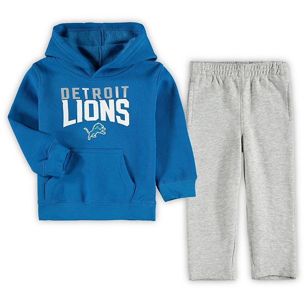 Toddler Blue/Gray Detroit Lions Fan Flare Pullover Hoodie and