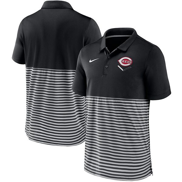 Men's Nike Black/Gray Cincinnati Reds Home Plate Striped Polo
