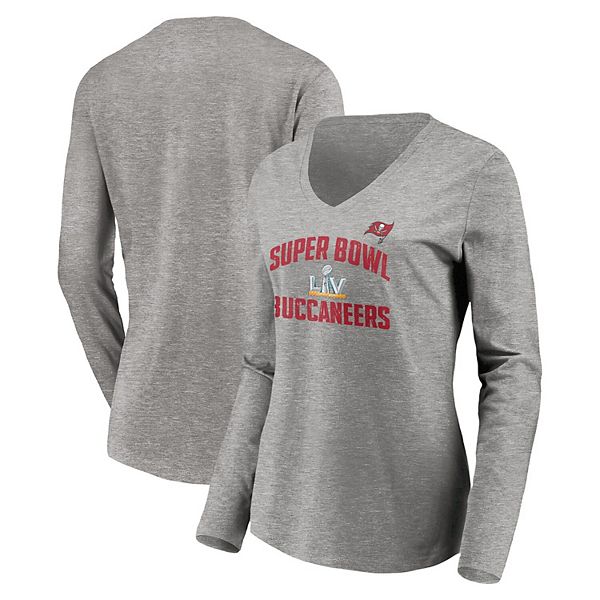 Women's Fanatics Branded Steel Tampa Bay Buccaneers Super Bowl LV Bound  Replay Long Sleeve V-Neck T-Shirt