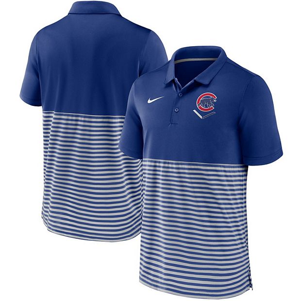 Men's Nike Royal/Gray Chicago Cubs Home Plate Striped Polo