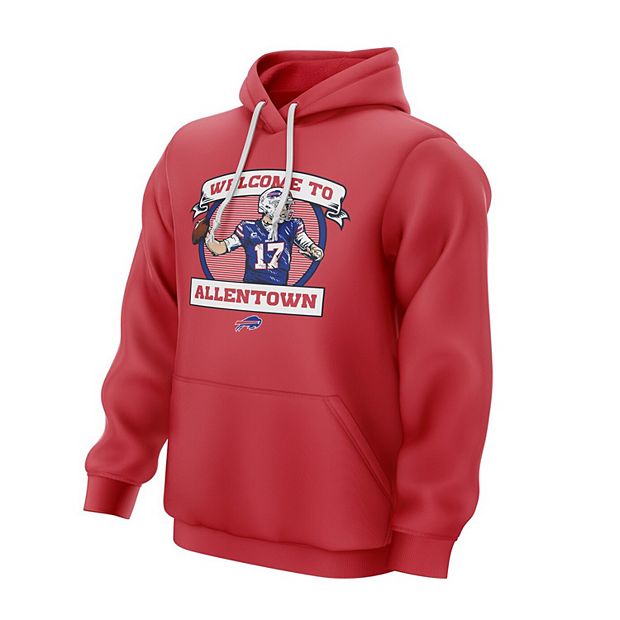 Men's Josh Allen Red Buffalo Bills Welcome to Allentown Pullover Hoodie