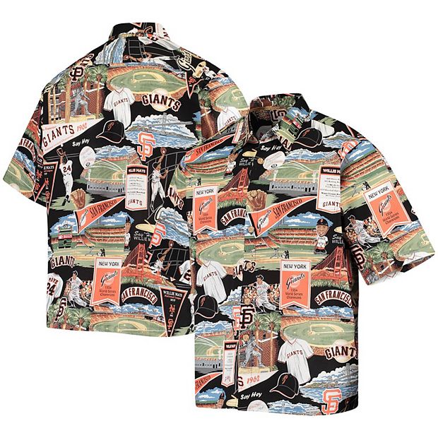 Men's Reyn Spooner Willie Mays Black San Francisco Giants Scenic Button-Up  T-Shirt