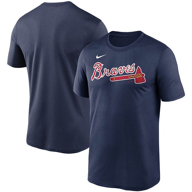 Nike Men's Navy Atlanta Braves New Legend Wordmark T-shirt