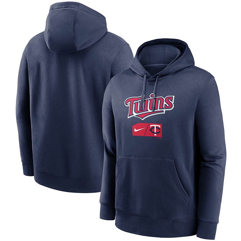 Mens Nike Navy Minnesota Twins Team Lettering Club Pullover Hoodie, Size: 