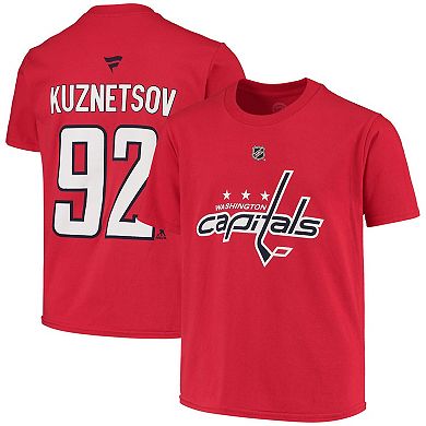 Youth Fanatics Branded Evgeny Kuznetsov Red Washington Capitals Name & Number T-Shirt