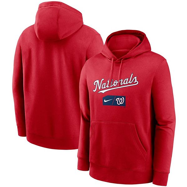 Men's Nike Red Washington Nationals Team Lettering Club Pullover Hoodie
