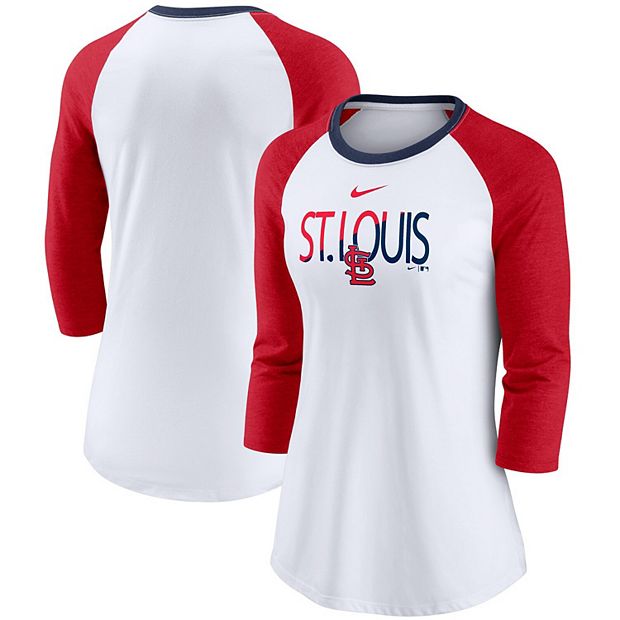 Women's Nike White/Red St. Louis Cardinals Tri-Blend Raglan 3/4