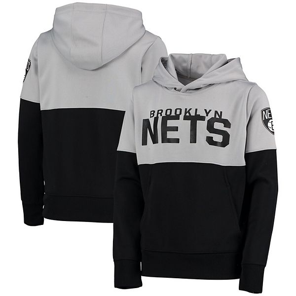 Youth Black Brooklyn Nets Playoff Color Block Pullover Hoodie