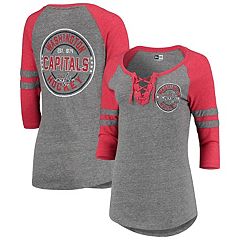 Women's Fanatics Branded Alexander Ovechkin Heather Gray/Heather Red Washington Capitals Plus Size Name & Number Raglan Long Sleeve T-Shirt