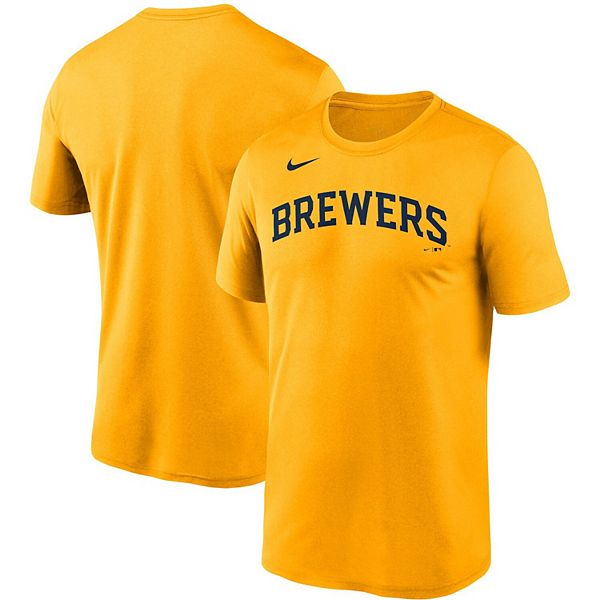 Men's Nike Gold Milwaukee Brewers Wordmark Legend T-Shirt