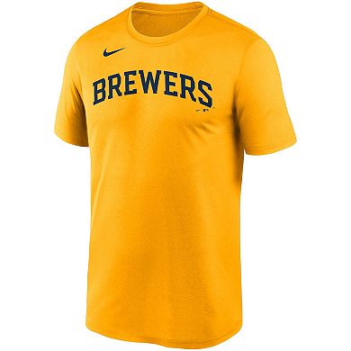 Men's Nike Gold Milwaukee Brewers Wordmark Legend T-Shirt