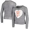 Girls Youth 5th & Ocean by New Era Heathered Gray San Francisco Giants Sequin Heart T-Shirt
