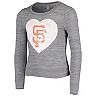 Girls Youth 5th & Ocean by New Era Heathered Gray San Francisco Giants Sequin Heart T-Shirt