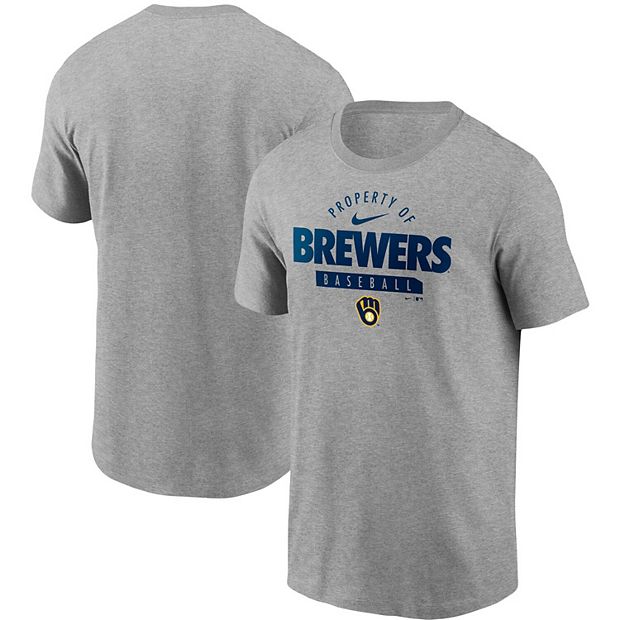 Men's Nike Gray Milwaukee Brewers Primetime Property Of Practice T-Shirt