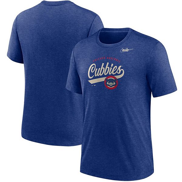 Men's Nike Heather Royal Chicago Cubs Cooperstown Nickname Tri-Blend T-Shirt