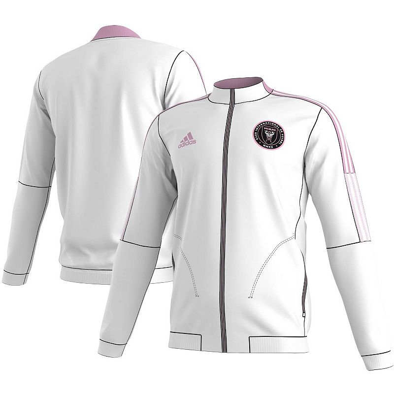 Mens adidas White Inter Miami CF 2021 Player Anthem Full-Zip Jacket, Size: