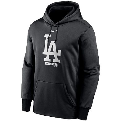 Men's Nike Black Los Angeles Dodgers Logo Therma Performance Pullover ...